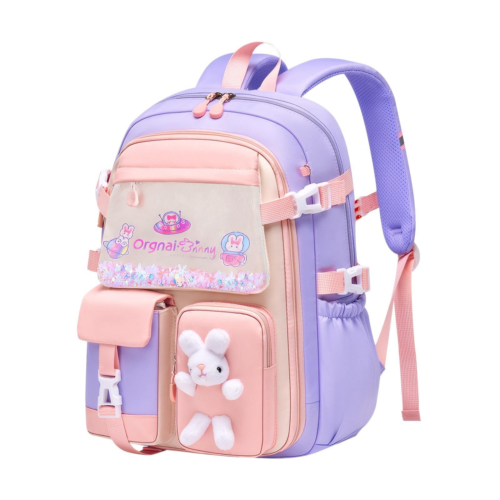 Amythe Cartable Filles Primaire CE1-CM2 Léger Sangle de Poitrine Violet
