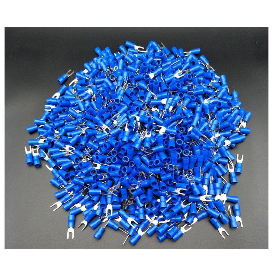 1000 Pcs Blue Pre Insulated Fork Terminals SV2-3 for AWG 16-14 Wire #4 Bolt