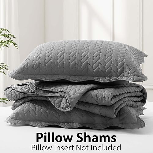 Miniatura 6 de IR Imperial Rooms - Juego de colcha tamaño Queen (90 x 96 pulgadas) + 2 fundas de almohada (20 x 26 + 2 pulgadas), 3 piezas, colcha ligera