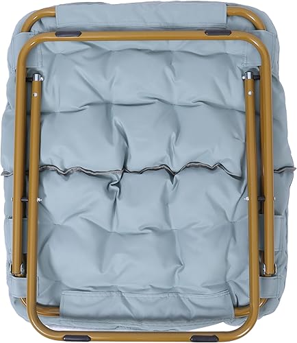 Miniatura 12 de Flash Furniture Archer - Silla Saucer con marco de acero plegable, silla portátil de gran tamaño, para dormitorio o dormitorio, 28 pulgadas, piel