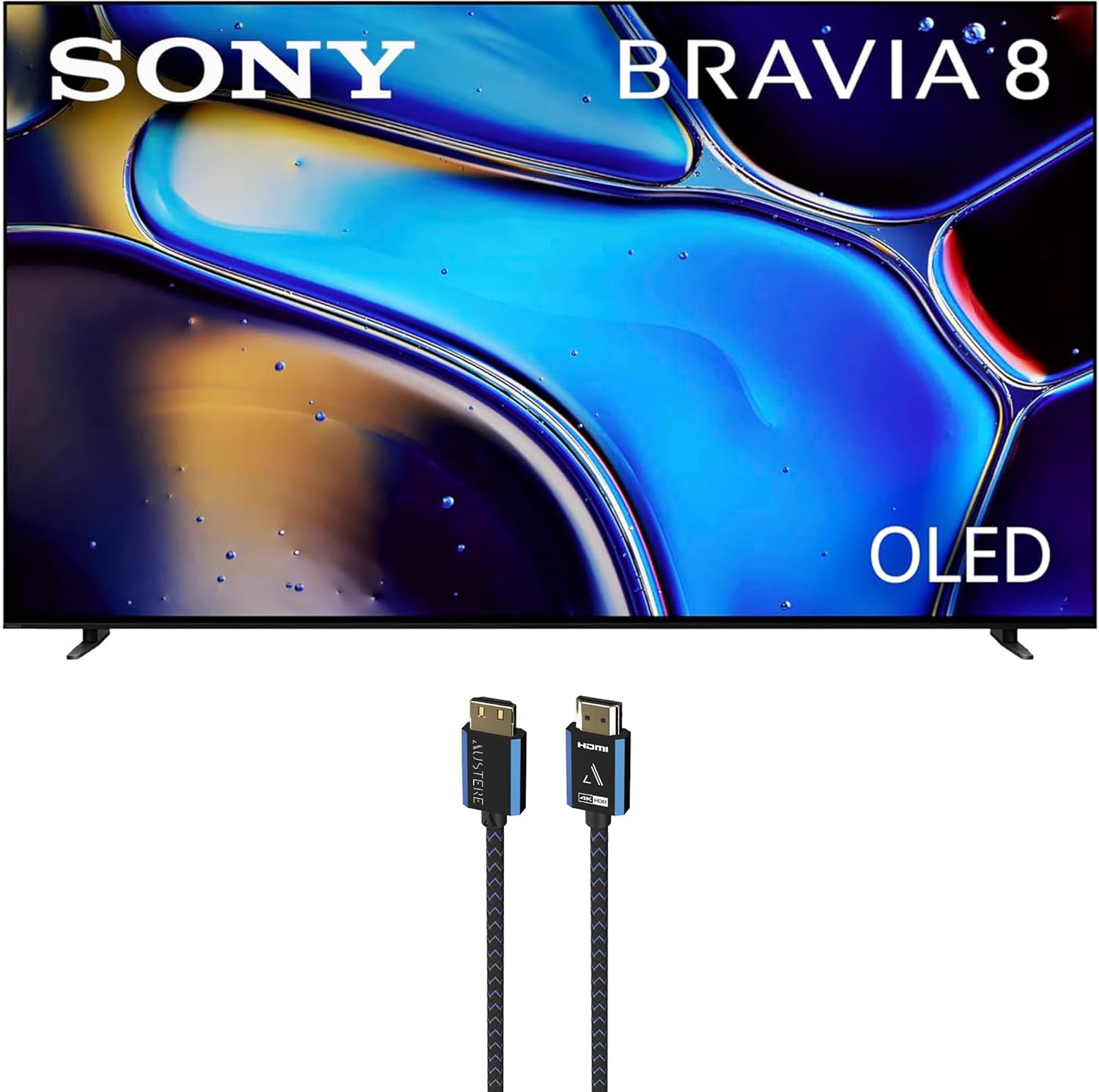 Sony K55XR80 55 Inch IMAX Enhanced Bravia OLED 4K HDR Google TV with an Austere 5S-4KHD2-2.5M V-Series 2.5m Premium 4K HDR HDMI Braided Cable (2024)