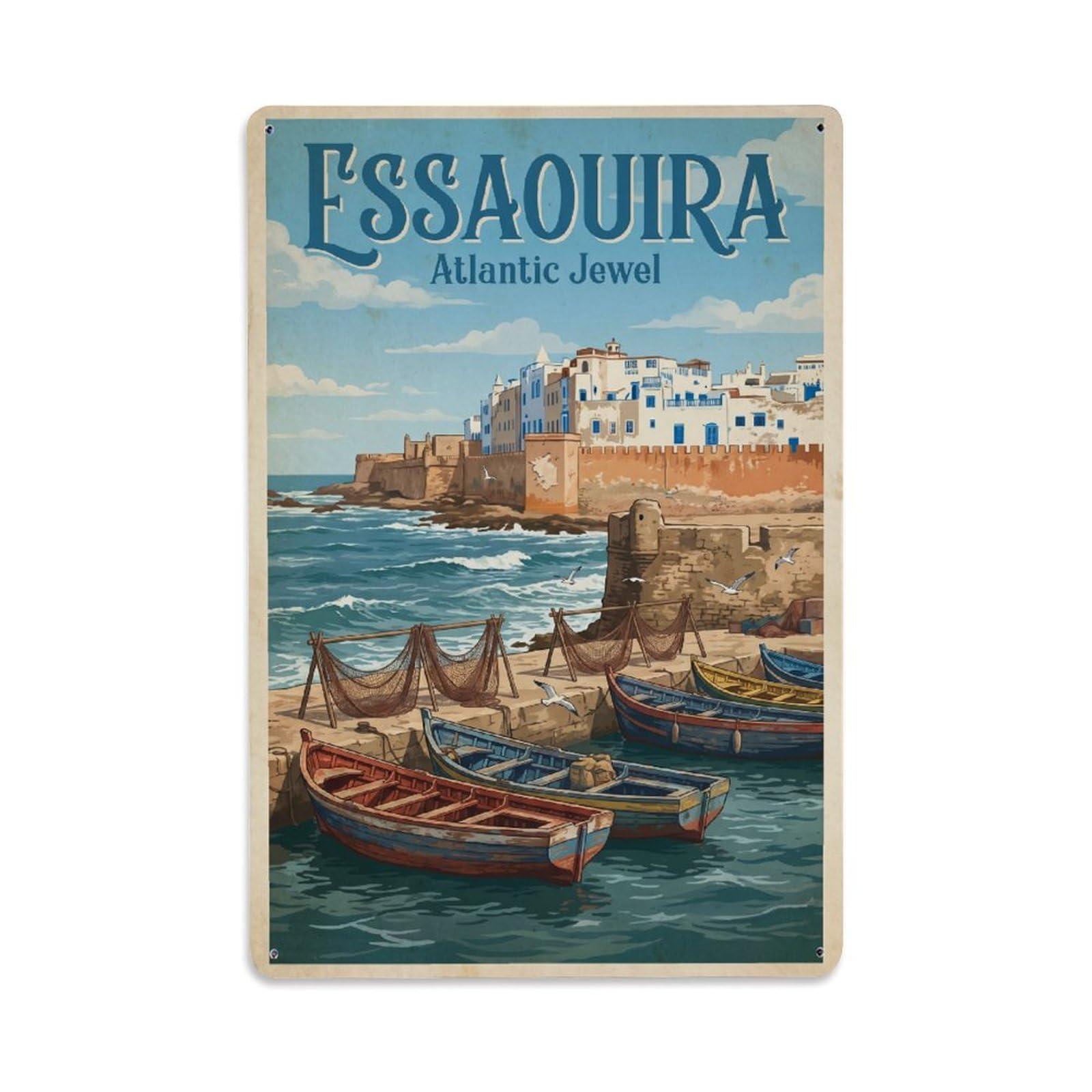 Metal Tin Sign Vintage Travel Morocco Essaouira