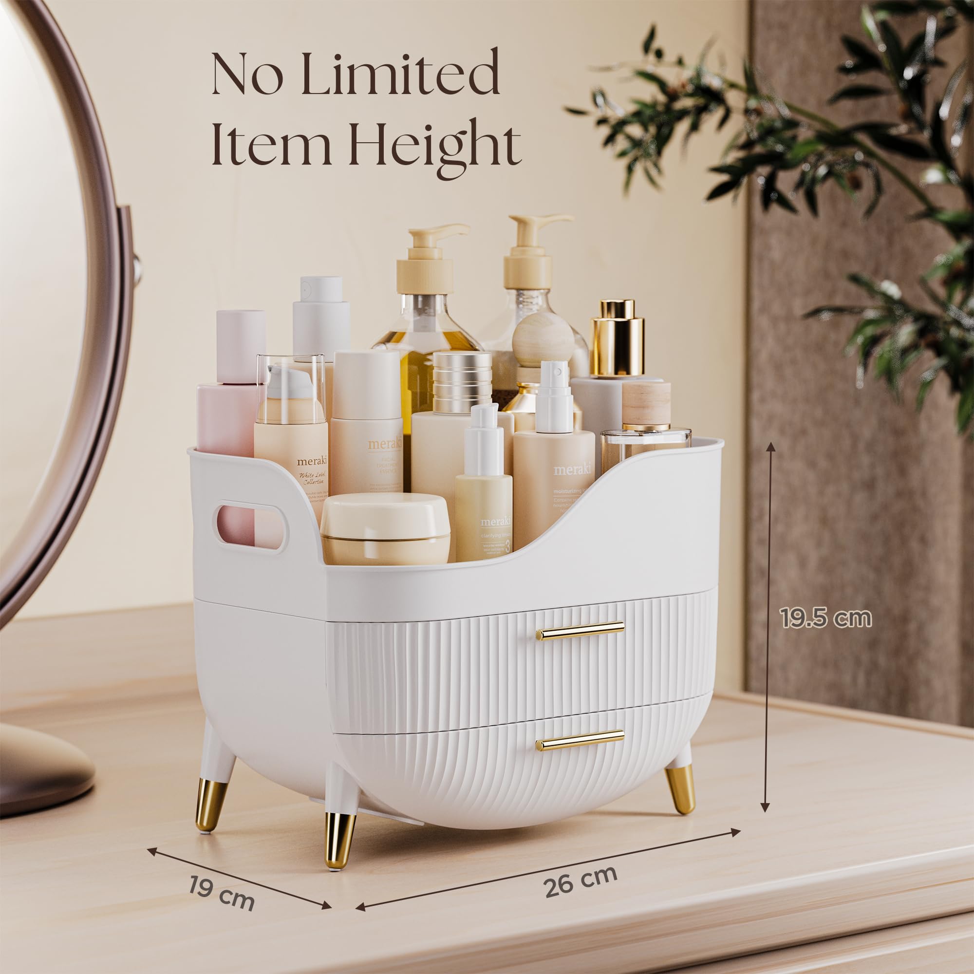 Rangement Maquillage Organisateur avec 2 Tiroirs | Stockage Produit de Beauté Multifonctionnel,Rangement Parfum Skincare Grande Capacité pour Vanité,Chambre, Salle de Bain