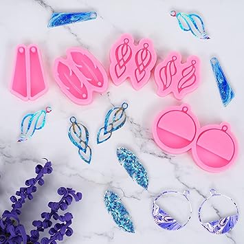 Set of 5 Silicone Mould for Resin Art Casting | Design Jewellery Mould of Earring |Set if 5, Pack of 1 | Ideal for Resin/Clay/jesmonite not for Concrete