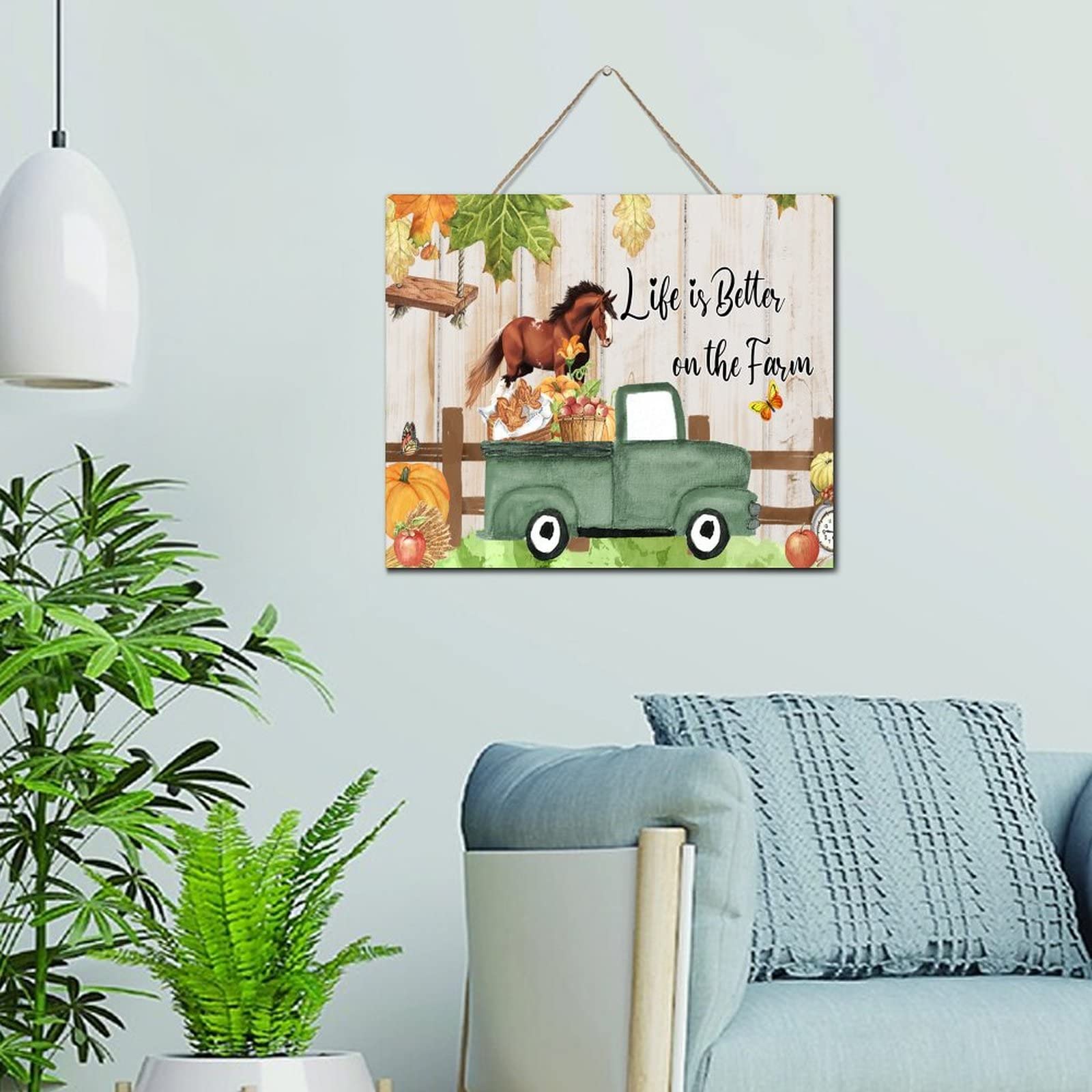 Panneau de décoration murale bois haut de gamme cheval peinture chalet 30cm