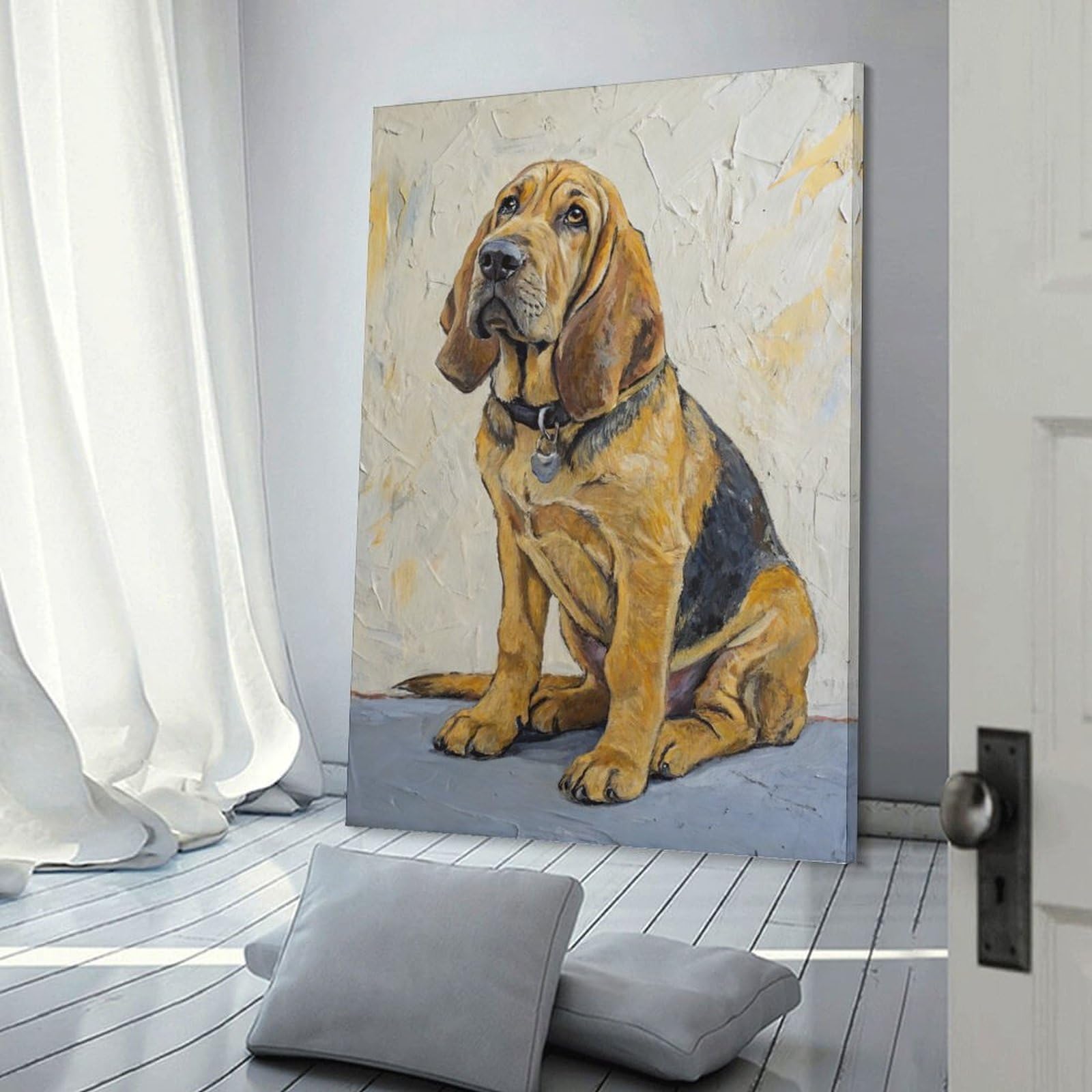 Junmoney Canvas Wall Art Bloodhound Dog Portrait, 20x30inch(50x75cm), for Living Room, Lounge Or Sitting Room, Canvas Styling for A Polished Room Look