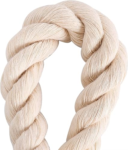 Miniatura 2 de Cuerda de algodón trenzado natural de 1/2 pulgada y 50 pies de grosor, cuerda blanca para manualidades, proyectos de bricolaje, decoración del hogar