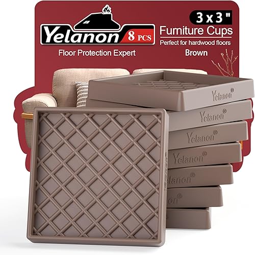 Posavasos para muebles, 8 unidades, 3 pulgadas, cuadrados para muebles, almohadillas antideslizantes, suelos de madera dura, agarre antideslizante
