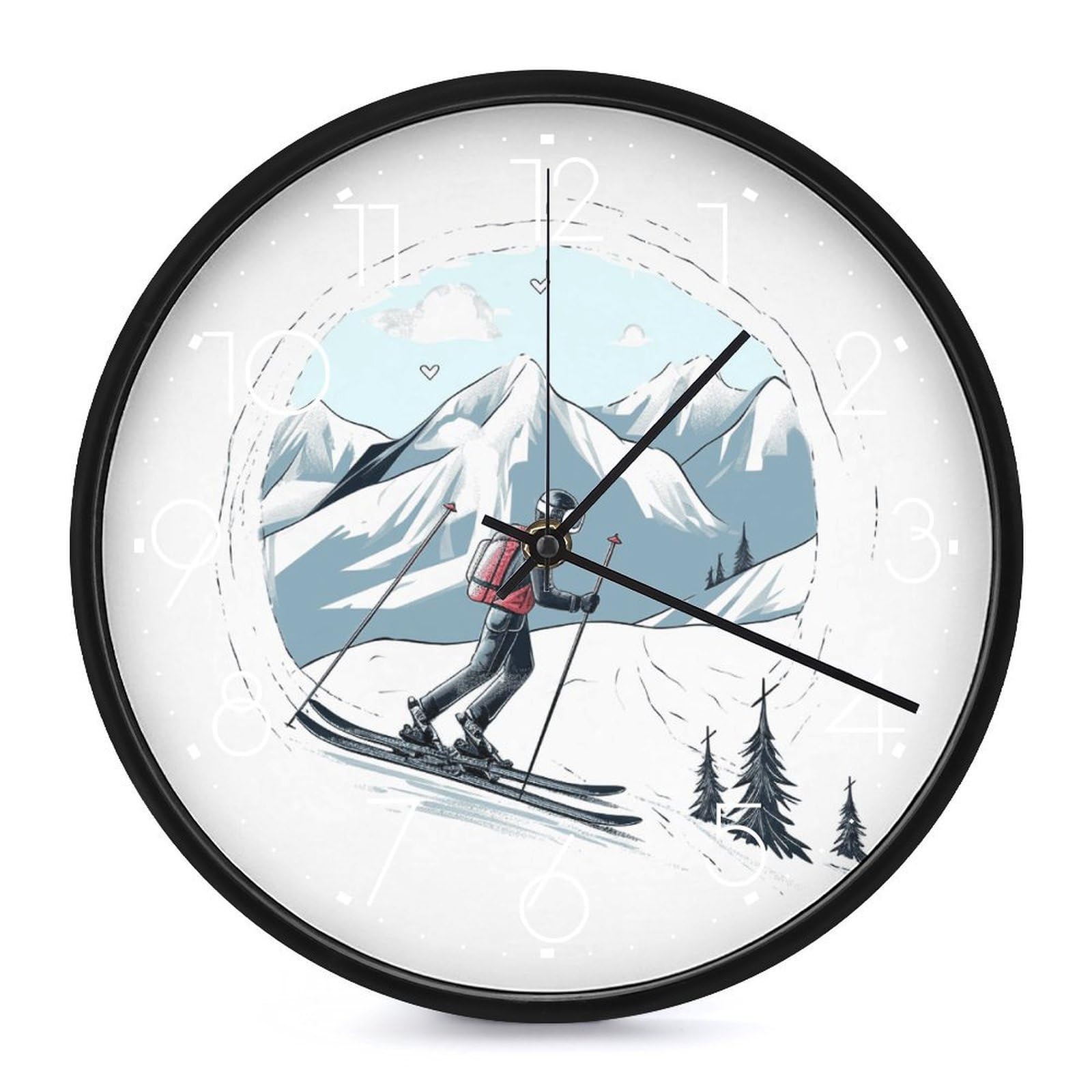Horloge de ski silencieuse de 25cm sans tic-tac pour salon