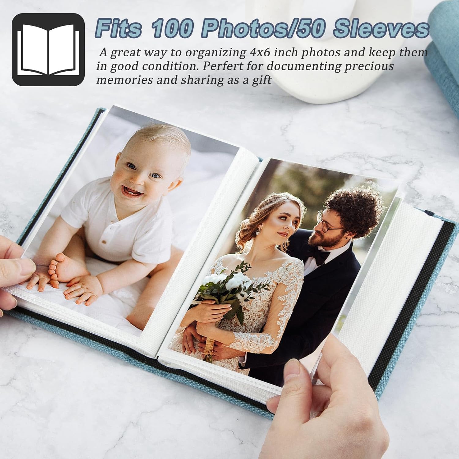 Even Photo Album Book, Album for photos collection, 4 inch x 6 inch (10 x 15 Cm) size Photo collection album with taxture and design on Cover (100 PHOTO SPACE) (HAPPY FAMILY) 4