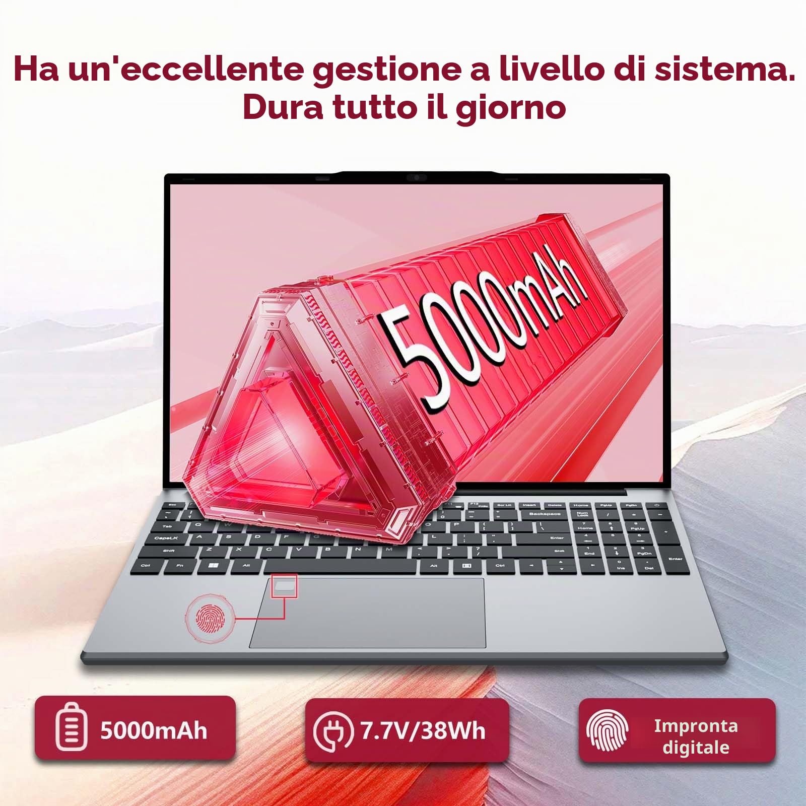 Portatile PC 15,6 pollici, Notebook 24GB RAM 512GB SSD processore N5095 grafica UHD, Computer portatile FHD 1920 * 1080 con WiFi 5/USB 3.0/tastierino numerico/tastiera retroilluminata/Touch ID Laptop
