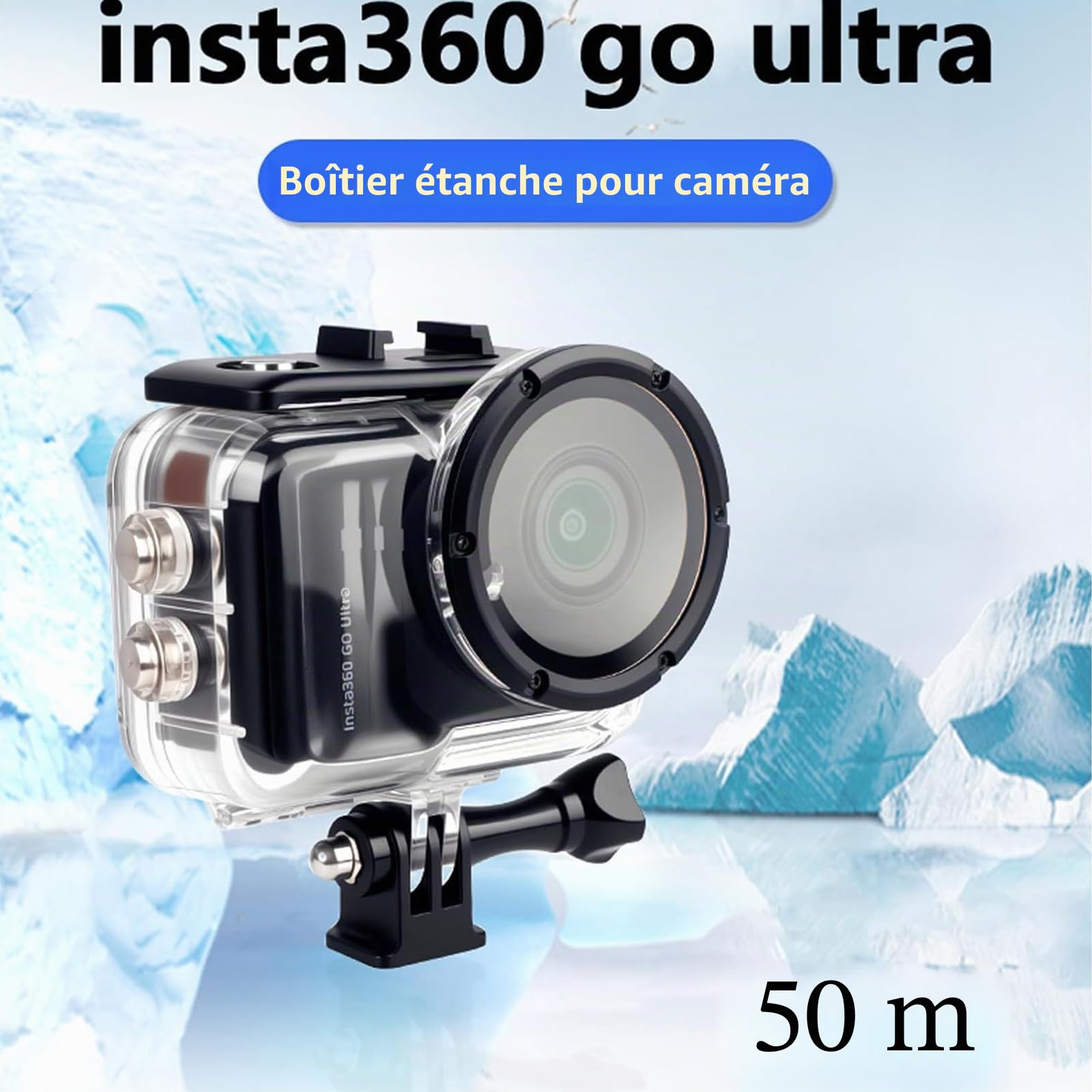 Boîtier de plongée pour Insta360 GO Ultra Boîtier étanche 50M Boîtier sous-Marin Boîtier de Protection Coque de Protection Dive Case Accessoires pour Insta360 GO Ultra Action Pod
