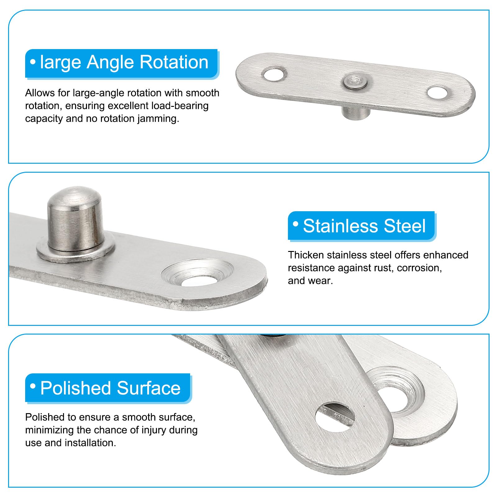 PATIKIL Door Pivot Hinges, 2 Set 360 Rotating Hidden Door Hinges Up Down Shaft Hardware XS Size for Secret Door Bookcase, Silver Tone - Image 4