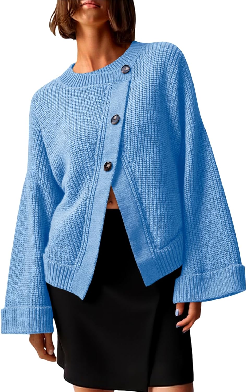 Saodimallsu Womens Cardigan Sweaters 2025 Button Down Long Sleeve Knit Outerwear Oversized Fashion Chunky Open Front Coats