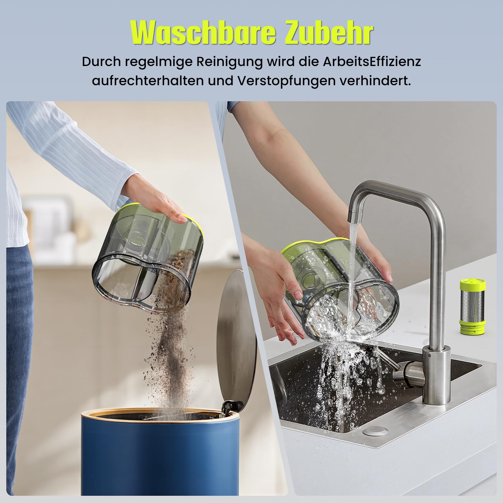 Milbensauger für Matratzen - 16kPa Milbensauger mit UV-C-Licht, Ultraschall,60°C Heißluft,Matratzensauger,doppelter Zyklon,entfernt 99,2% der Allergene für Matratzen,Betten,Sofas