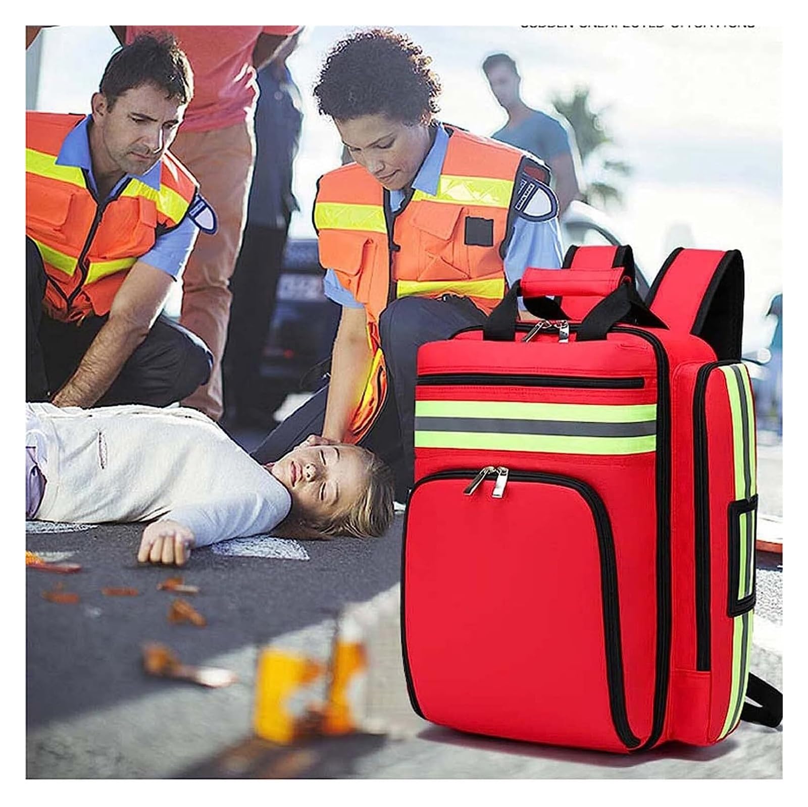 Sac à Dos Trousse de Secours Vide - Grande Taille Étanche Multi-Poches avec Bandes Réfléchissantes pour Randonnée, Camping, Voyage, Maison et Voiture