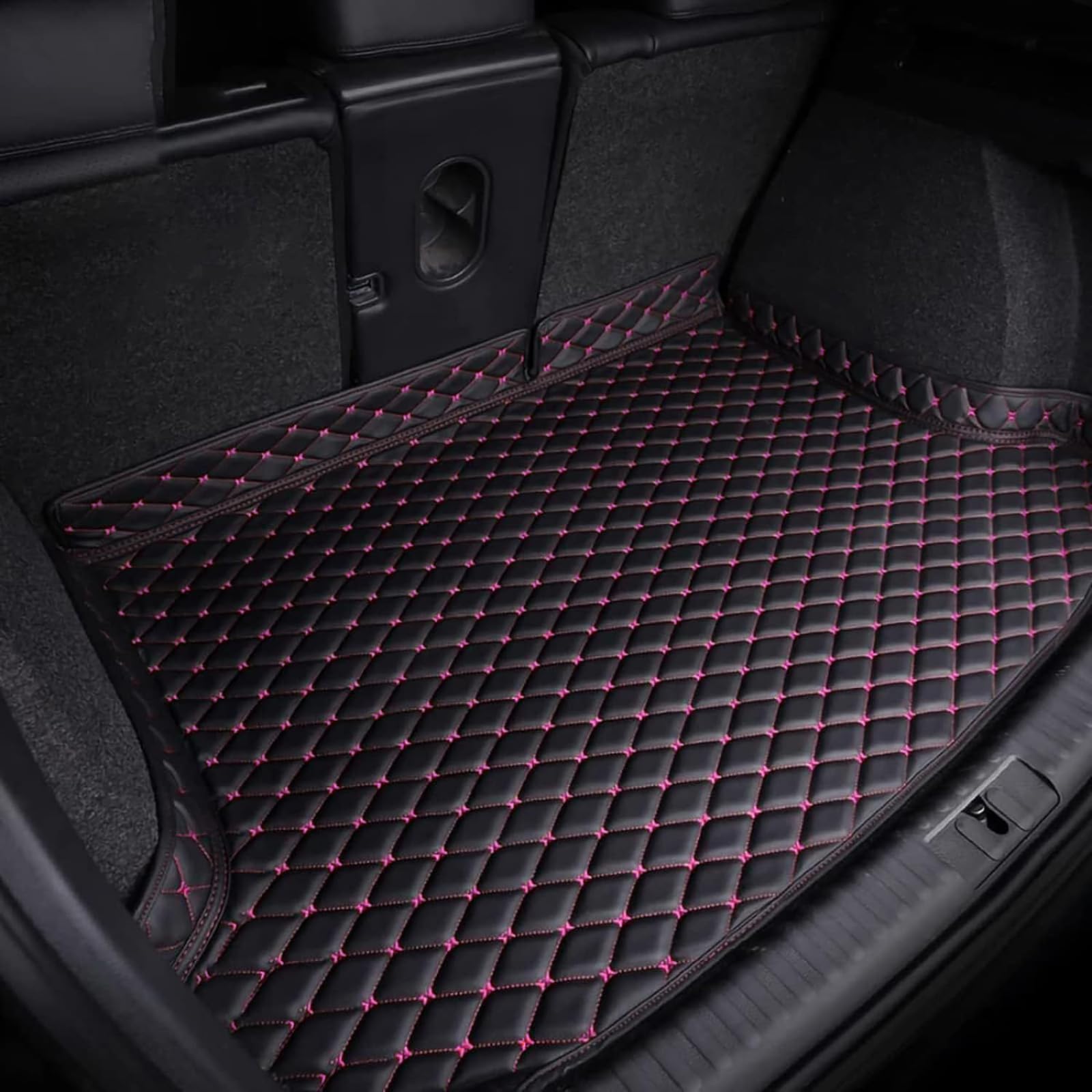 Waterproof Leather Trunk Mat for Mitsubishi Pajero Sport ASX 2019-2023, Odorless Leather Trunk Mat Wipeable Thick Car Interior Accessories,Black Purple