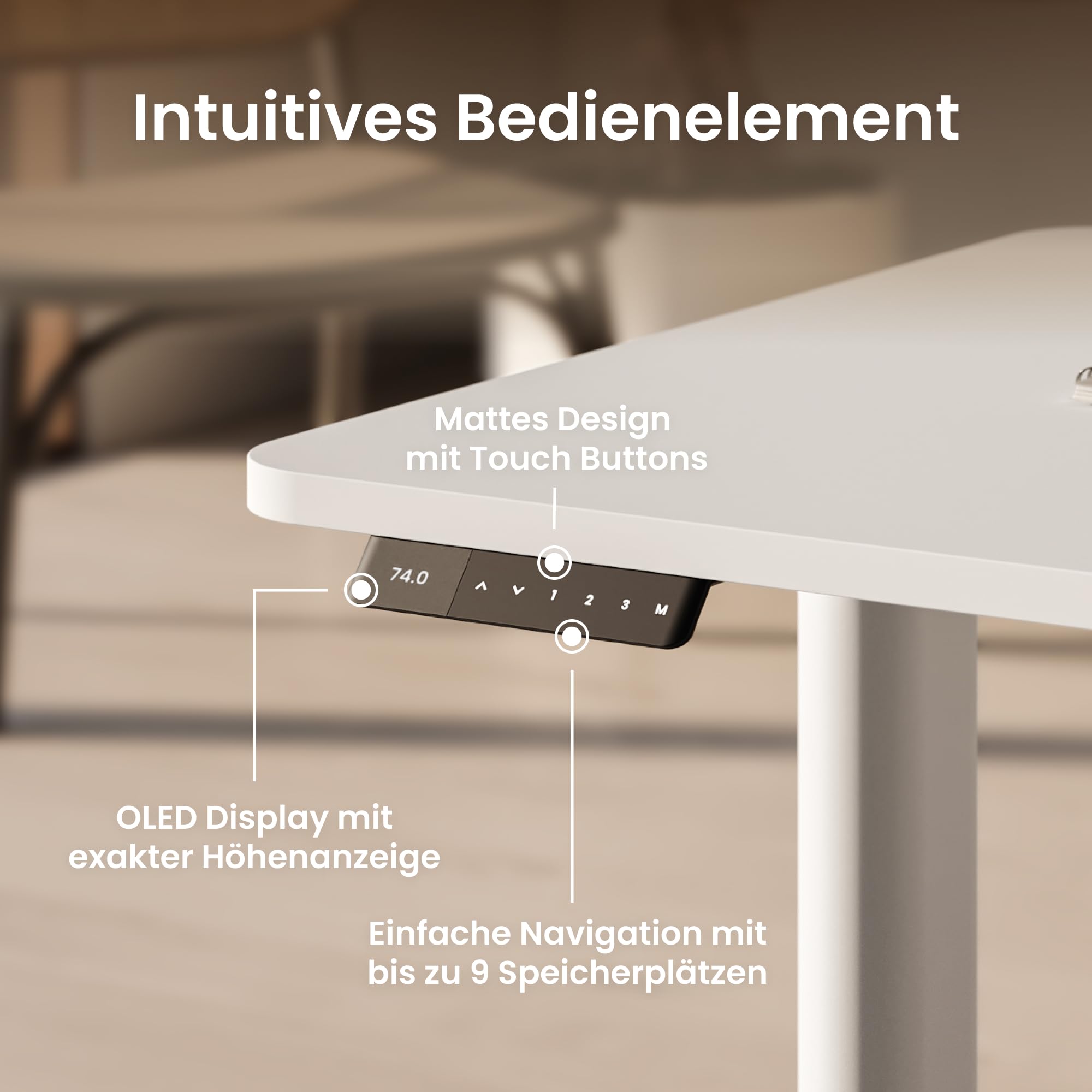 Ergotopia Desktopia One höhenverstellbarer Schreibtisch | elektrischer Schreibtisch höhenverstellbar | Bürotisch höhenverstellbar, Verstellbarer Tisch TÜV-geprüft, 7 Jahre Garantie 160x80 cm