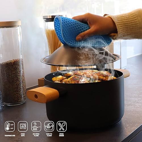 Miniatura 4 de Coomin Salvamanteles de silicona para platos calientes, 4 alfombrillas resistentes al calor para encimeras, almohadillas calientes antideslizantes