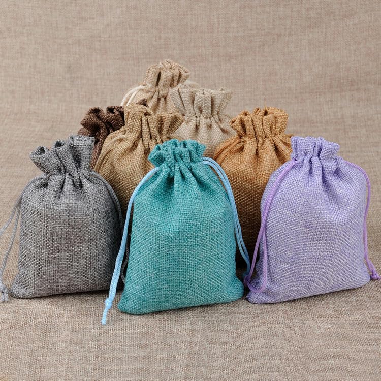 Pochettes à bijoux, Sacs à cordon en lin violet 20 x 30 cm, lot de 100(Orange,7x9cm 50 PCS)