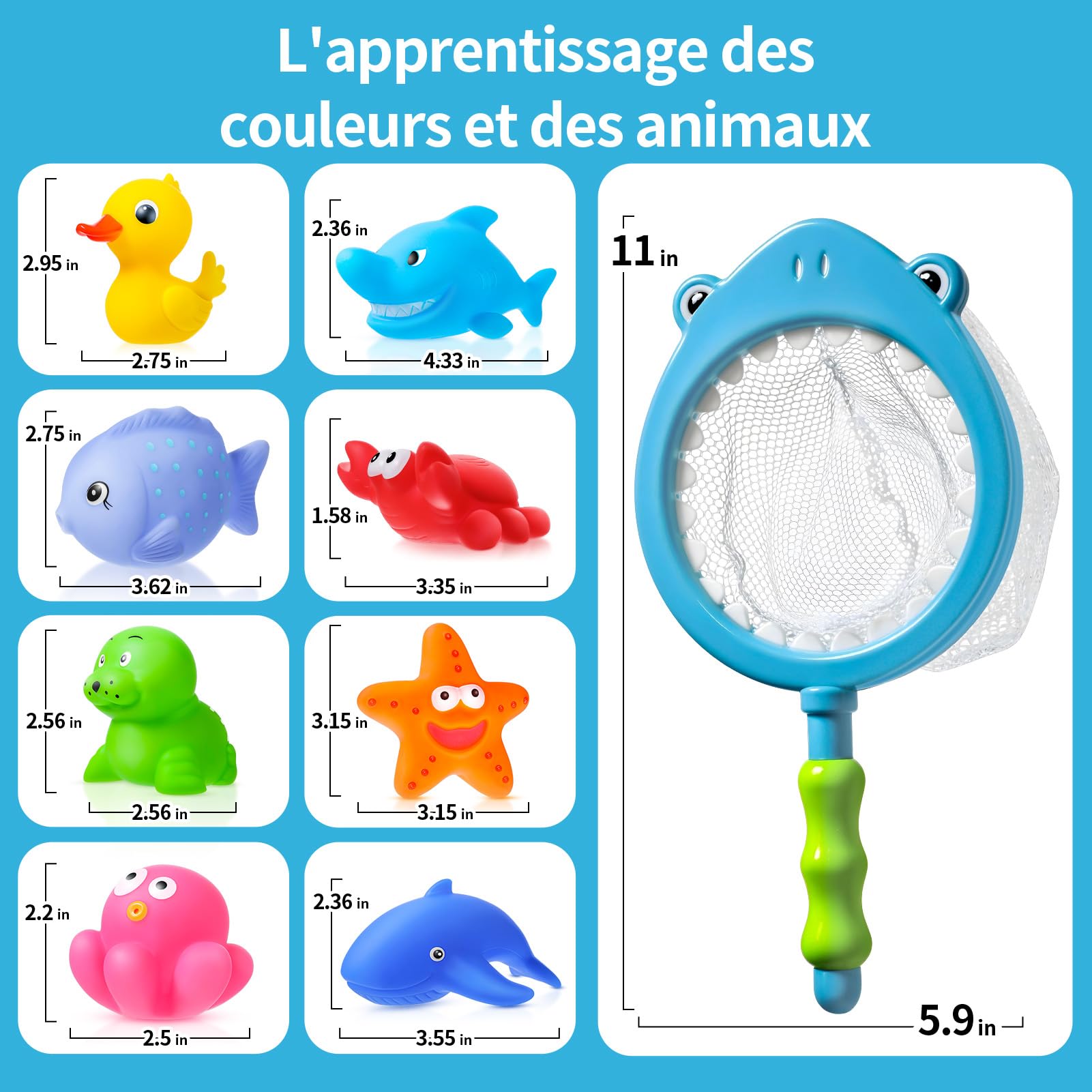 sans Trous - Jouet de Bain pour Bebe 1 2 3 4 Ans, Jeux de Bain Enfant Jouet Piscine Jeux Eau Bebe , Animaux Marins en Caoutchouc Canard en Caoutchouc Jeu de Bain bébé ( sans Moisissures 9 pièces )