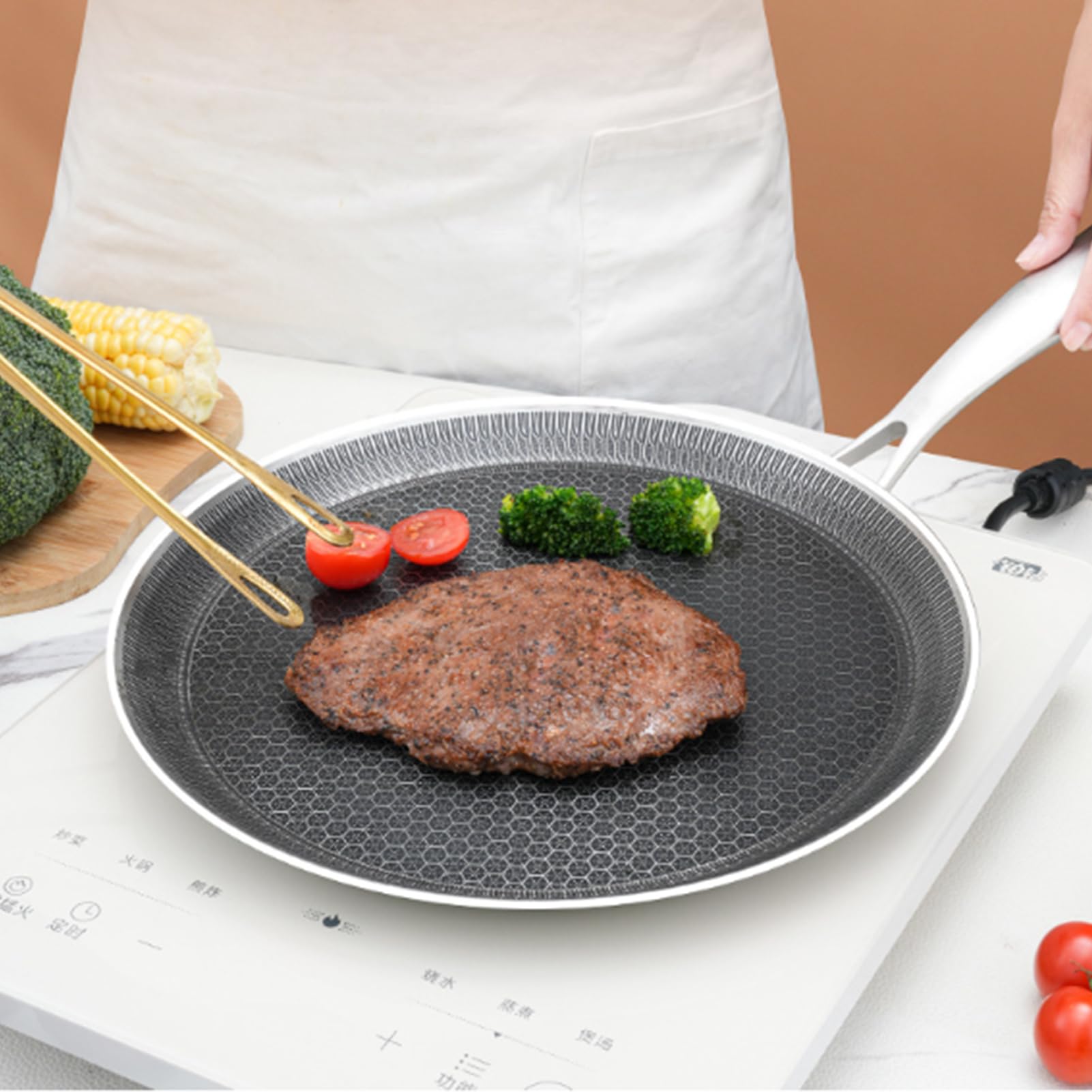 Nieprzywierająca Patelnia Do Naleśników Patelnia Grill Ze Stali Nierdzewnej | Nieprzywierająca Płaska Patelnia Do Smażenia Do Przygotowania Jajek Na Wolnym Powietrzu Grill Kuchenka