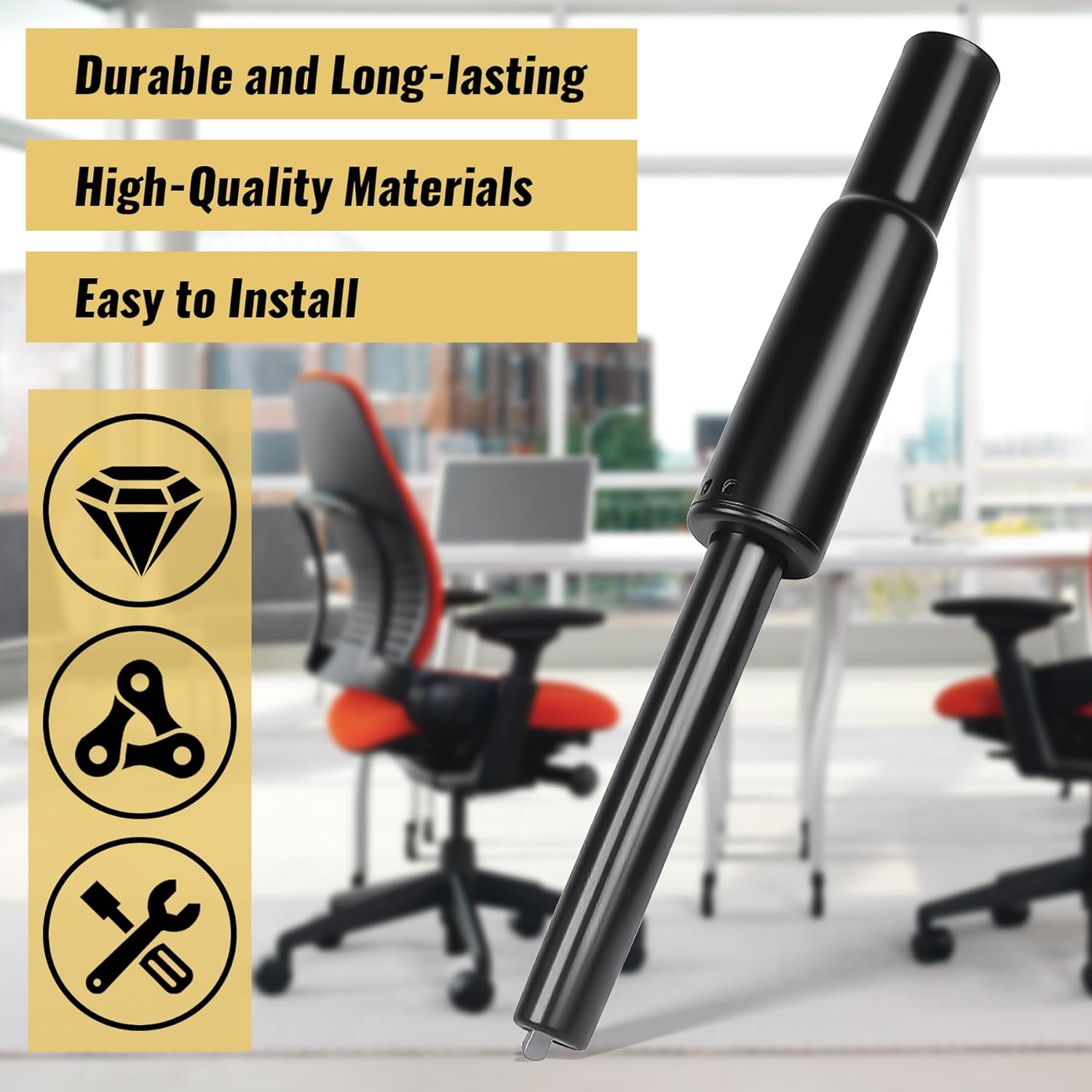 Office Chair Cylinder Replacement for Steelcase Leap V2 Office Chair, 4.5" Height Adjustment, 350N Load Capacity, Black