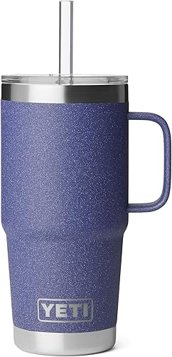 Miniatura 39 de YETI Rambler - Vaso de viaje con asa y tapa con pajilla, de 42 onzas, con aislamiento al vacío con asa, acero inoxidable, color azul ola grande Azul