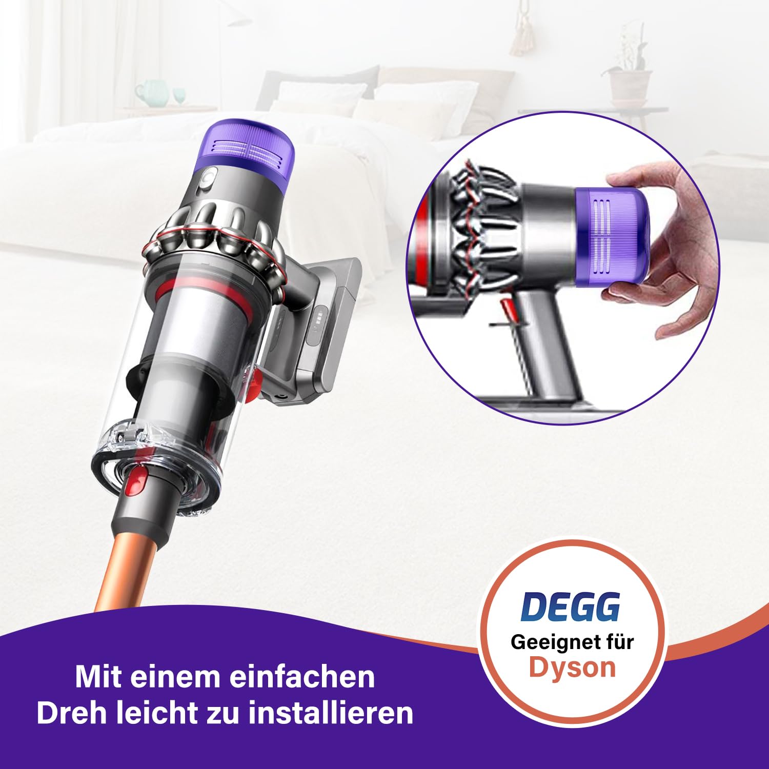 DEGG Hepa Filter - Kompatibel mit Dyson V11 & V15 - Waschbares Staubsaugerfilter - Ersatzfilter - Perfekte Passform - Staubsauger Zubehör - Premium-Qualität - 2 STÜCK