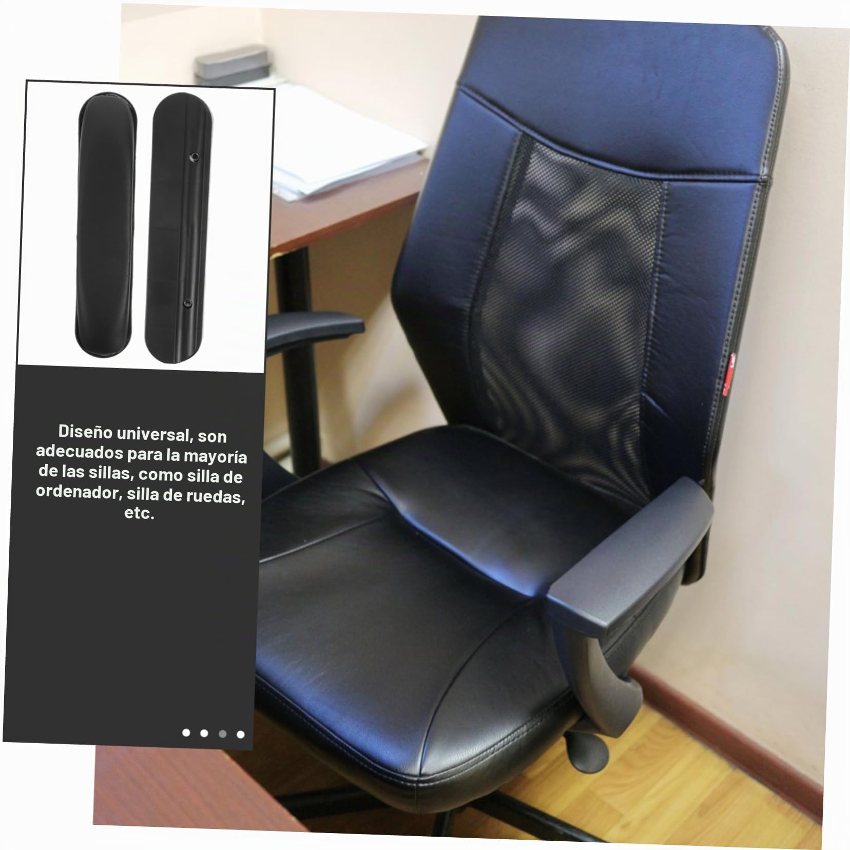 2 Piezas Pasamanos adulto accesorios para sillas de ruedas cojines descansar acolchado soporte para almohadillas de descanso partes sillas ruedas cuero Negro