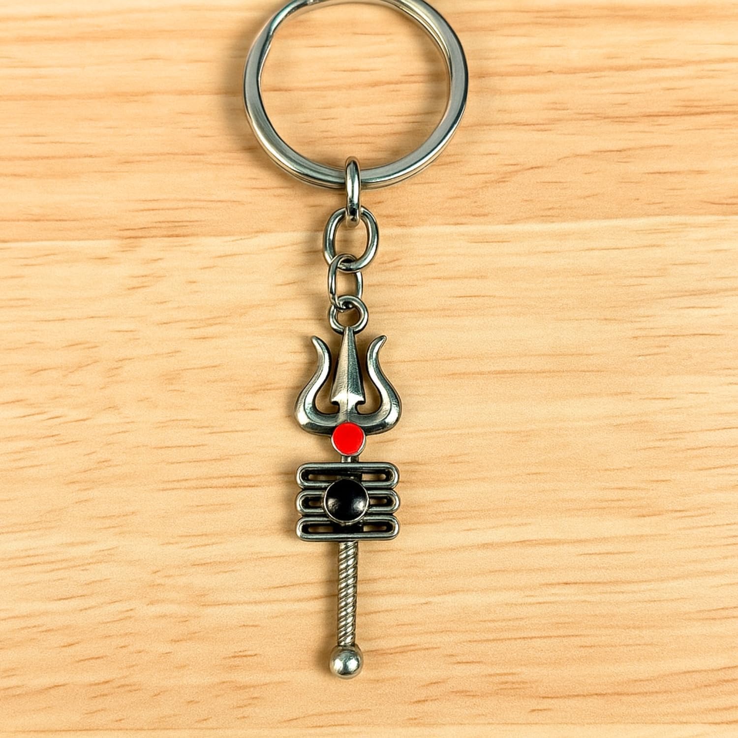 Mahadev Trishul Black Stone Keychain | Shiv Shankar Mahadev Religious Key Ring for Car & Bike | Metal Spiritual Keychain for Men & Women - Made in Kashi-image-3