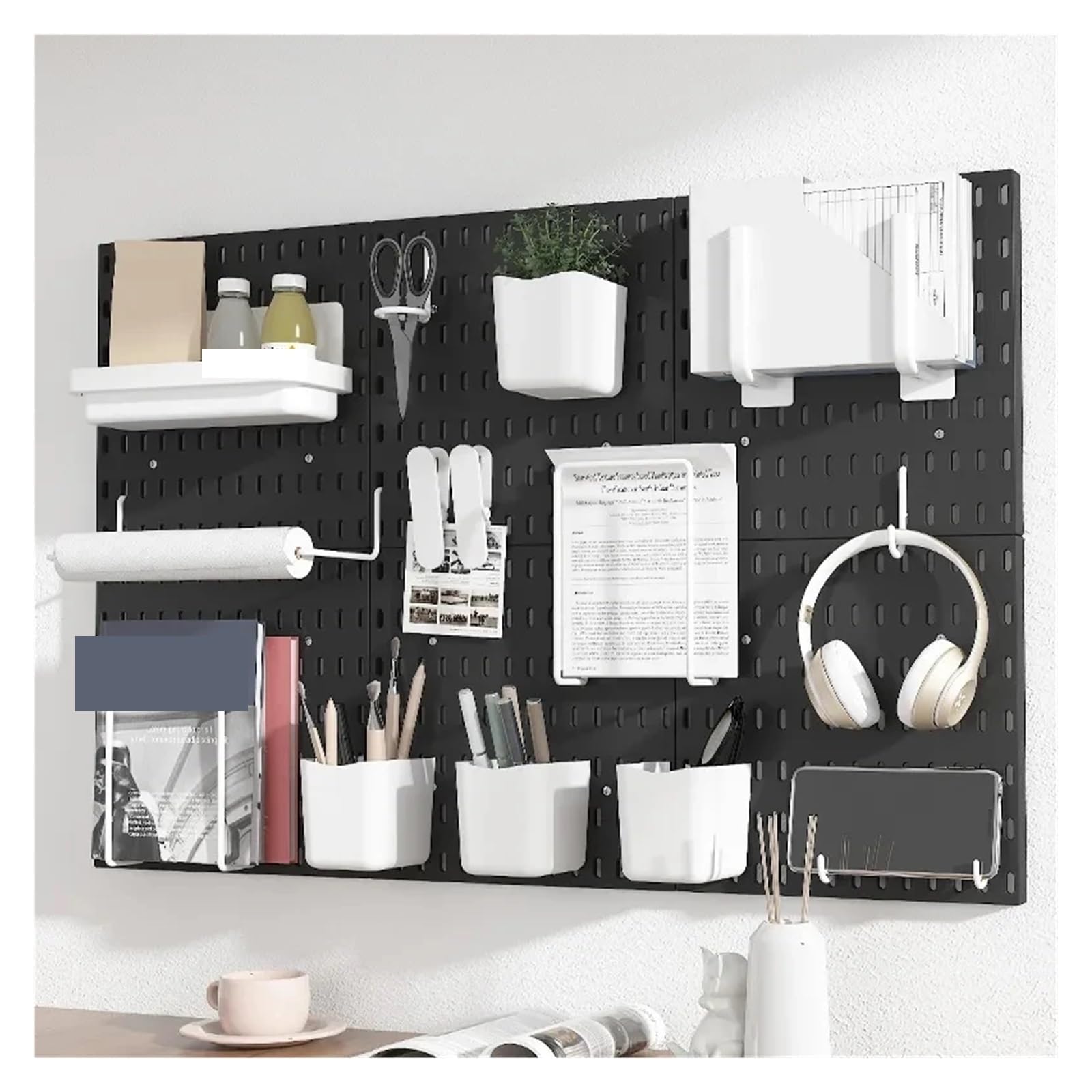Lochwand zur Wandorganisation DIY Pegboard Zubehör Hängeregal Aufbewahrungshaken Wandorganizer Kein Stanzen Handwerk Organisation for Garage Küche Zimmer(Toolframe)