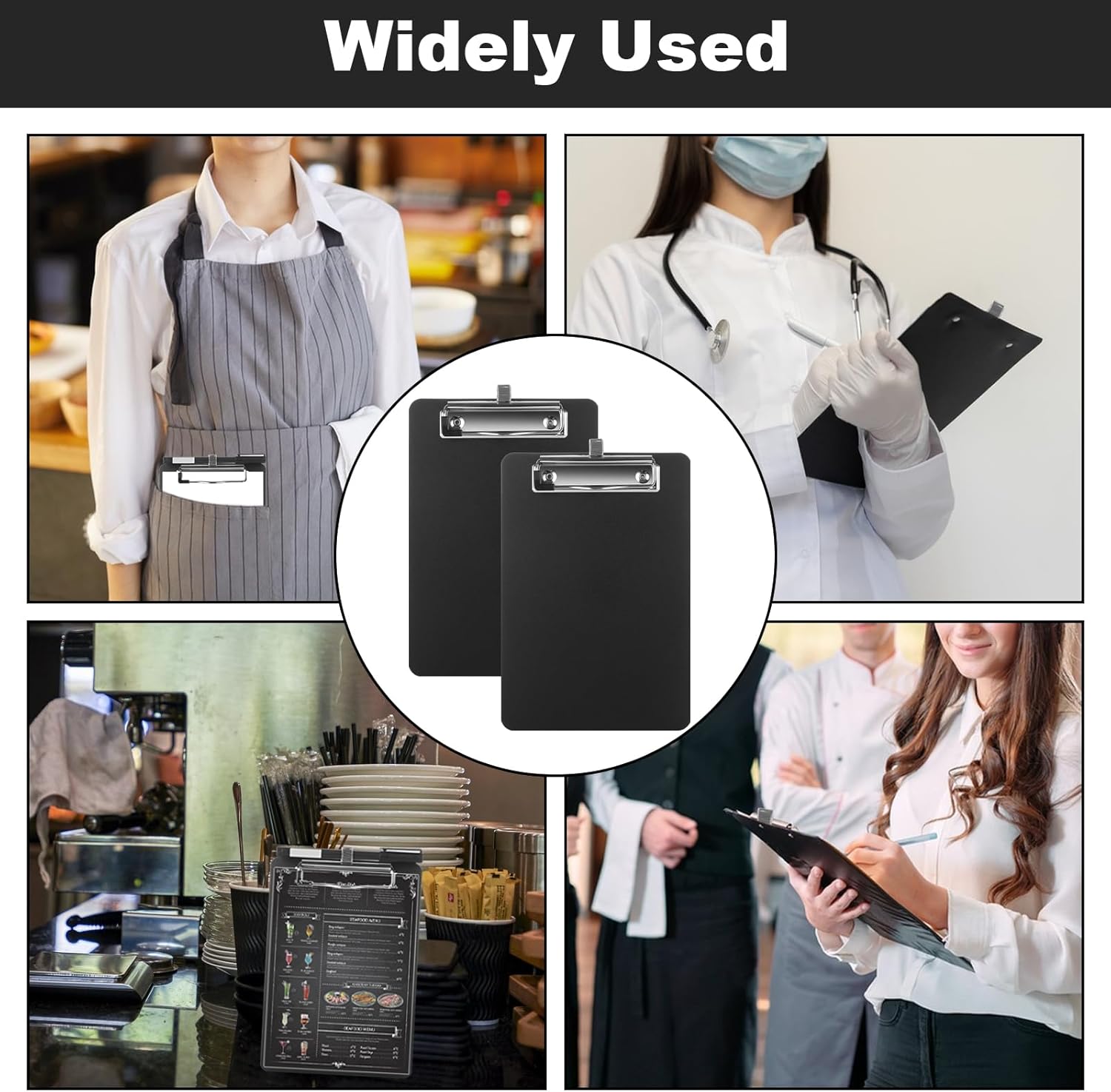 20 Pack Mini Clipboards with Pen Holder, 6 x 9 Inch Balck Clipboards, A5 Memo Plastic Clipboard Bulk Small Clip Boards for School Office Restaurant Cafe Hotel Shopping List (Pen not Included)