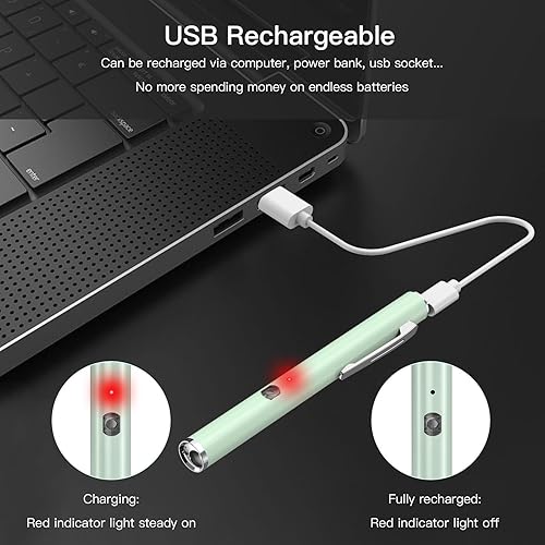 Vista 23 de SEVENKA 2 luces recargables para bolígrafo con medidor de pupila y regla, focos LED para enfermeras y médicos, recargable USB-C, luz cálida/blanca