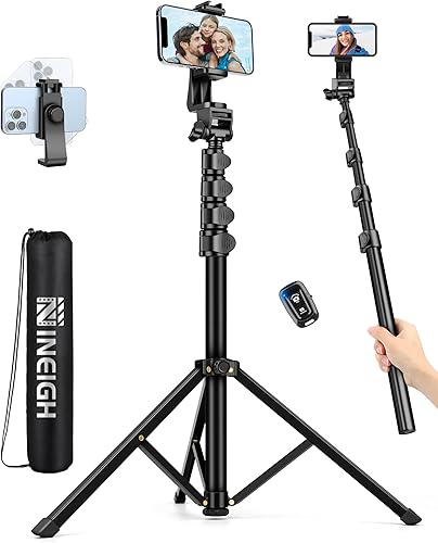 Trípode para teléfono, trípode de 70 pulgadas para iPhone celular, soporte de trípode para selfie stick con soporte remoto para teléfono, trípode de disponible en Yaxa Peru