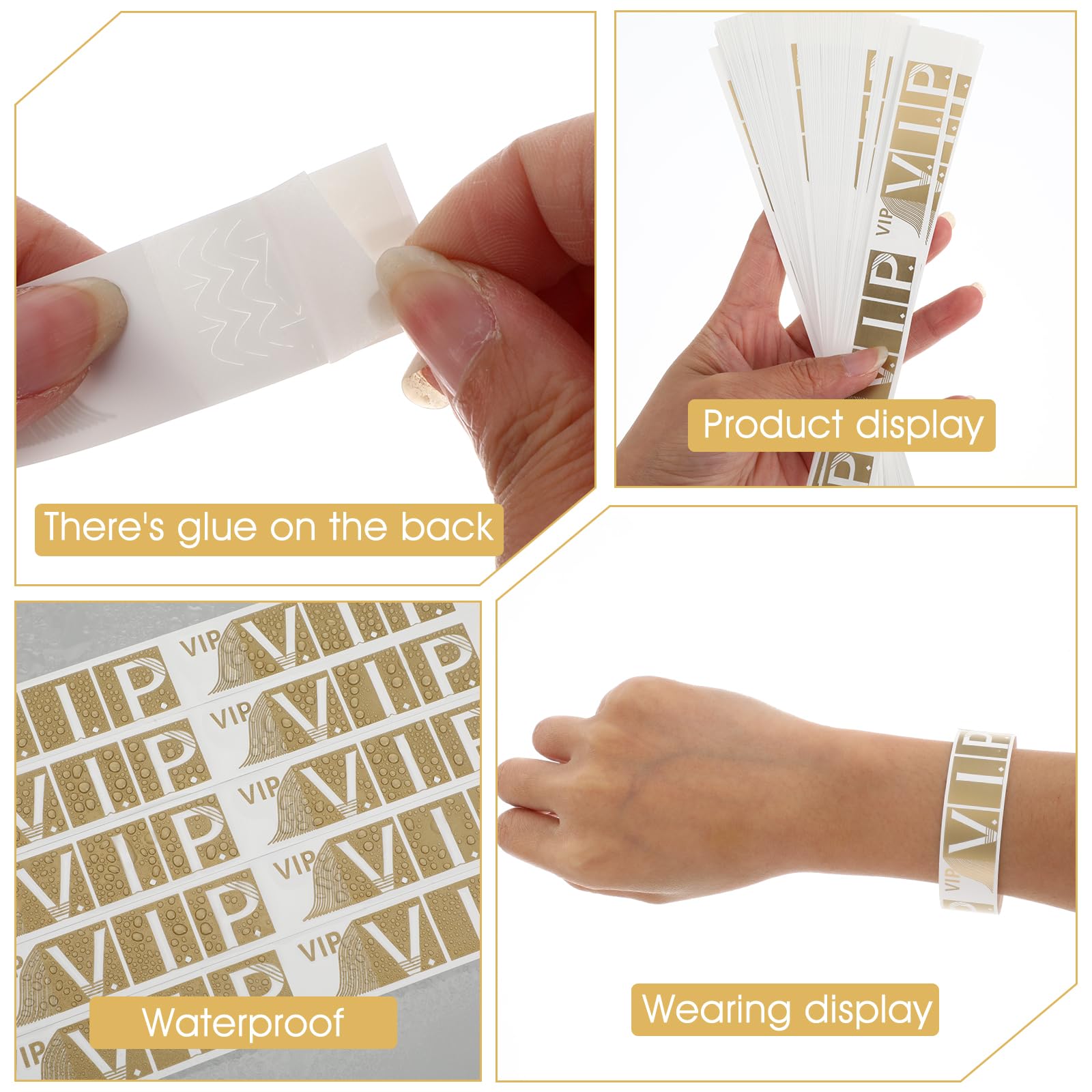 Lot De 200 Bracelets VIP Étanchés En Papier Laser Doré – Bracelets Événements Festivals Concerts Fêtes, Fermeture Adhésive Sécurisée