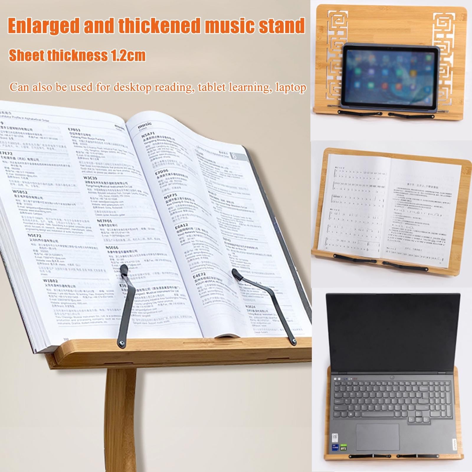 WORDFUN Notenpult Bambus, Orchester-Notenpult, Tischbuchständer, Stabiler Musik Stativ, Einstellbarer Winkel, Buchhalter, Leseständer, Für Schulen, Orchester Und Kirchen