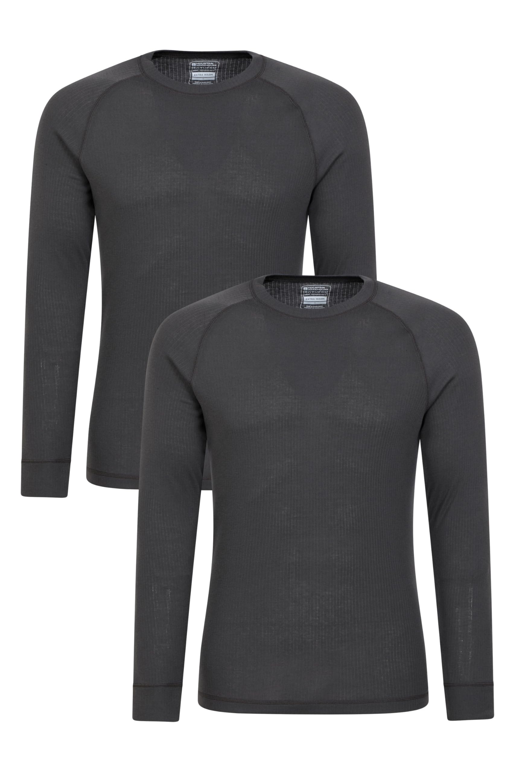 Mountain Warehouse Talus Mens Thermal Baselayer Top - Quick Drying Jumper, Easy Care, Long Sleeves, Sweater, Breathable, Lightweight & High Wicking Charcoal XS