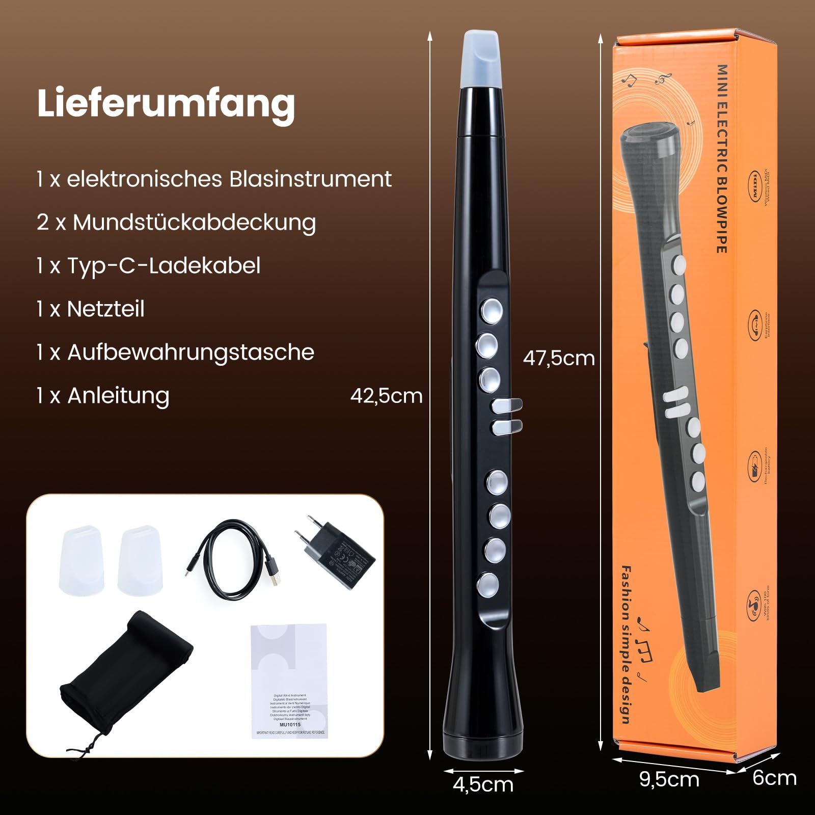 COSTWAY Elektroniczny instrument dęty, cyfrowy saksofon z bezprzewodowym MIDI, 100 dźwięków, głośnik HIFI, zakres 4-oktawowy i 2 sposoby chwytania, mini saksofon dla początkujących i dorosłych