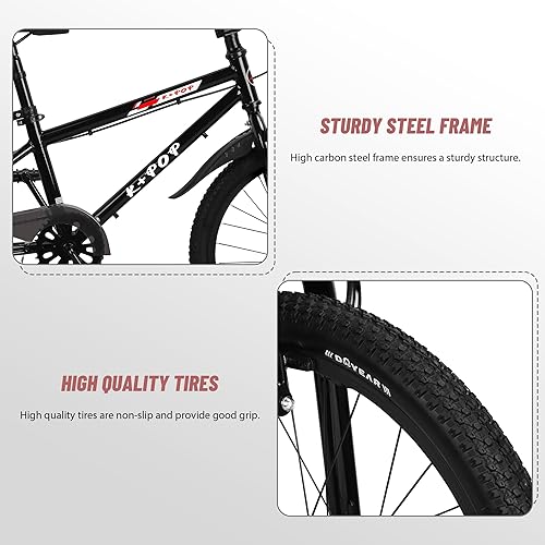 Miniatura 5 de Bicicleta infantil de 20 pulgadas para niños de 7 a 12 años, estilo BMX, bicicletas ligeras para niños, bicicletas para niños con frenos delanteros