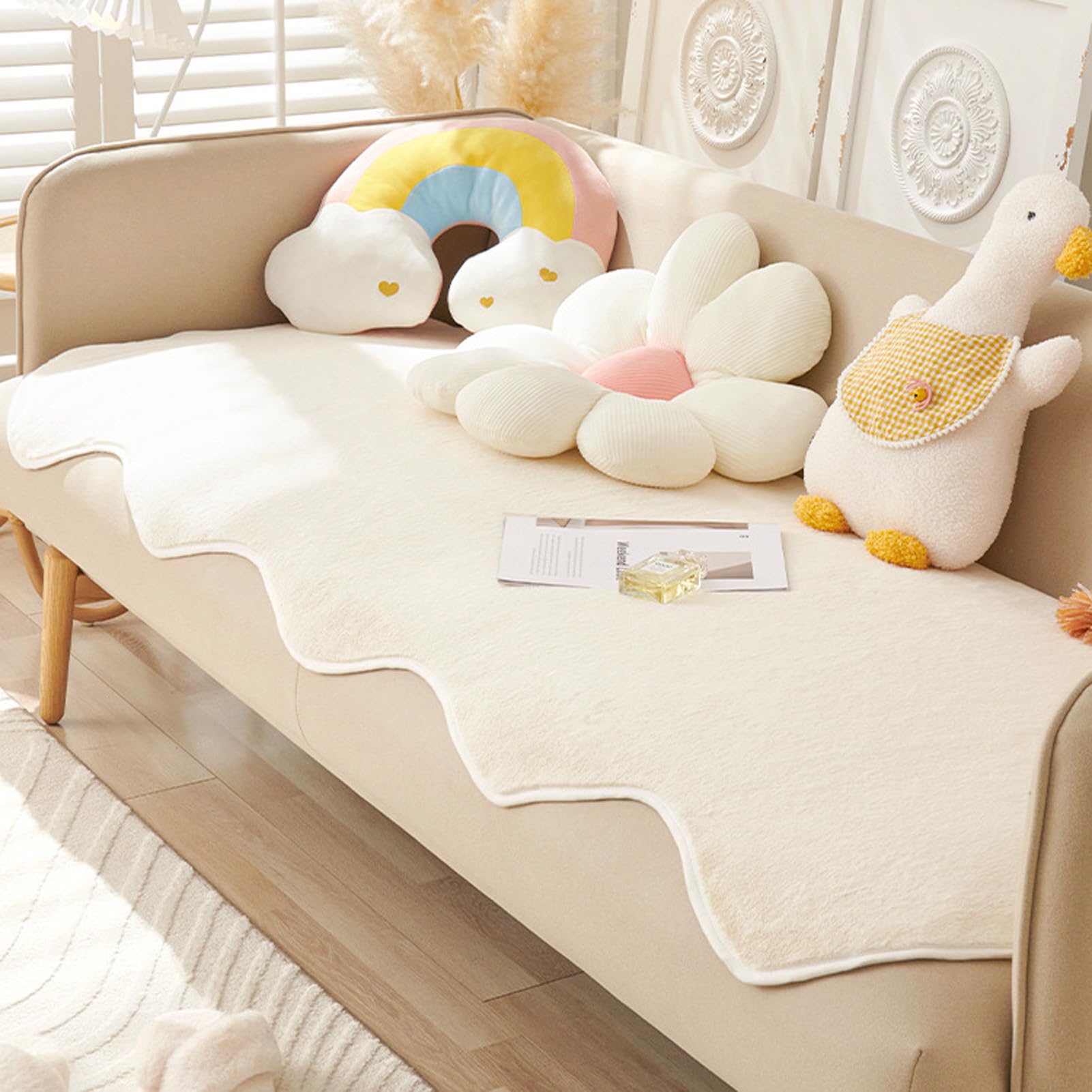 Housse de coussin de canapé en fausse fourrure pour salon cosy