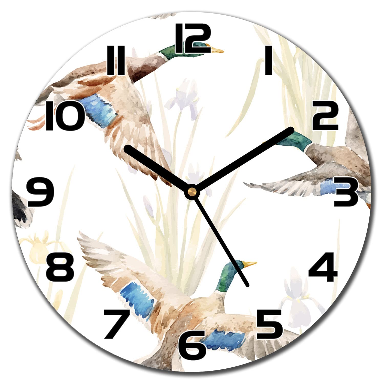 Horloge en verre 30 cm Coloray Canard moderne pour cuisine