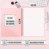 Vista 3 de 4 Pack Dot Notebook, 5.9 x 8.3 Inches Spiral Notebooks for Work, School and Journal with 110 GSM Journal Dotted Paper, Small Notebook with 80