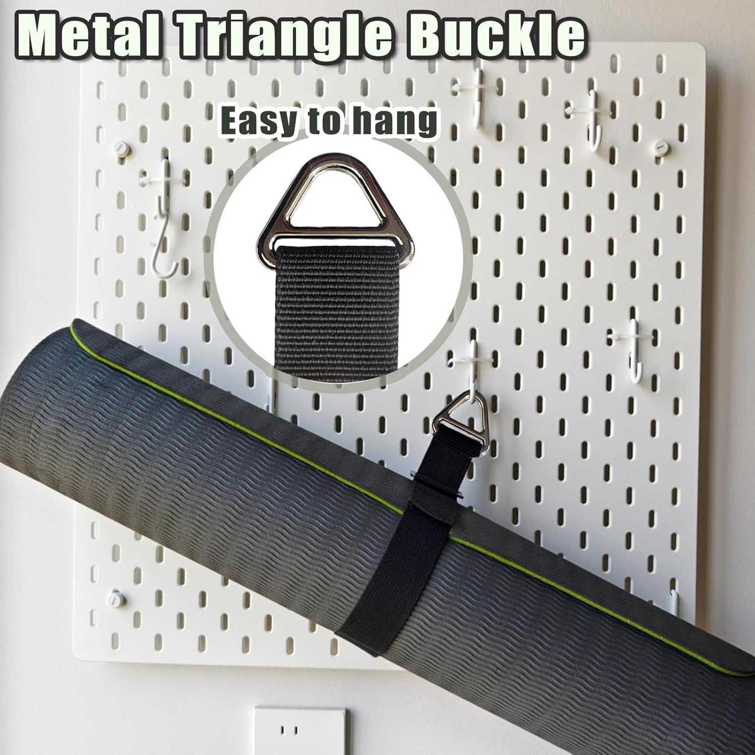 One Hand Operation-1s Tighten by Gravity-Adjustable Extension Cord Organizer Holder Heavy Duty Storage Straps with Triangle Buckle Extension Cord Wall Organizers for Garage and Shed Storage (4Pcs)