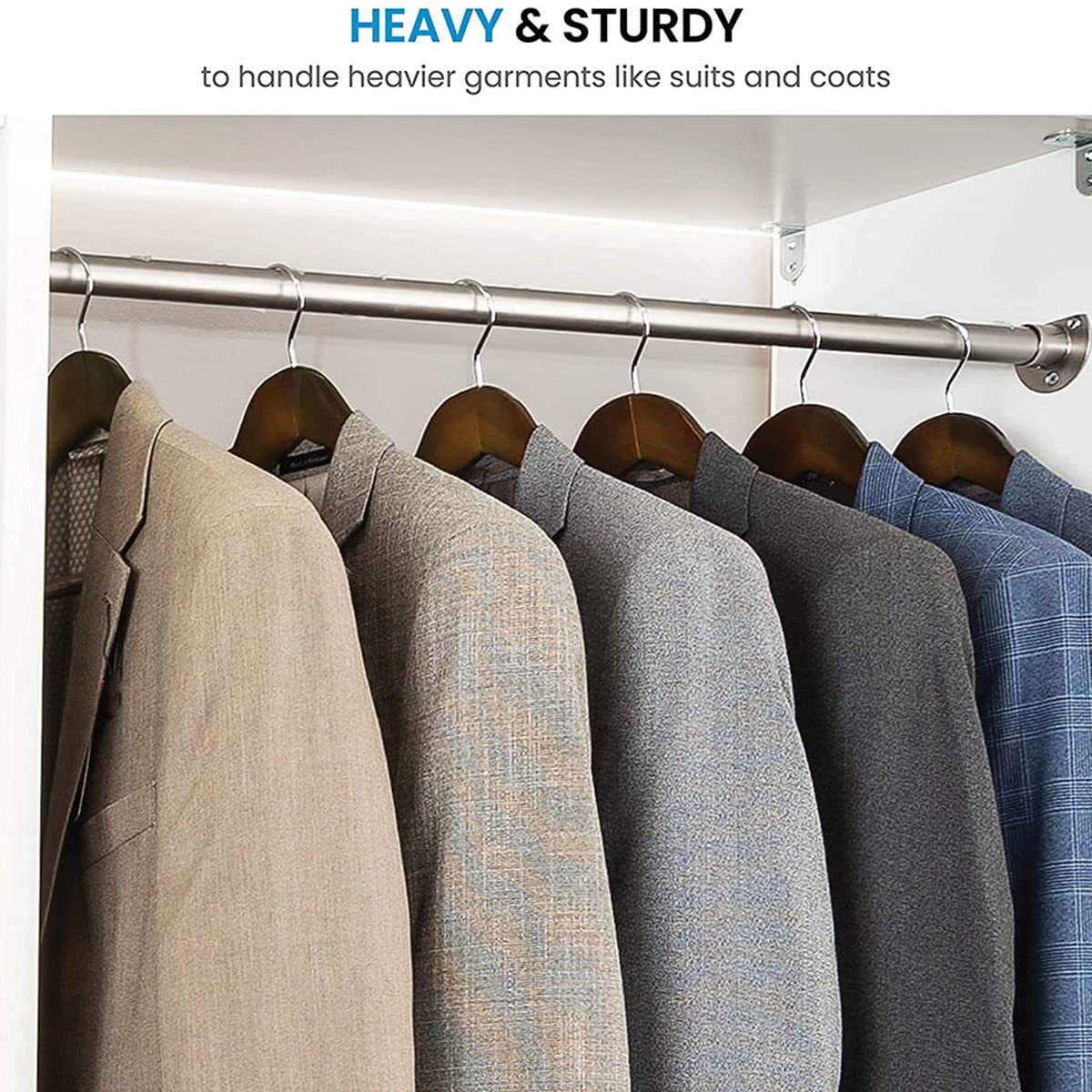 Pasotim Wide Shoulder Wooden Hangers 6 Pack with Non Pants Bar - Solid Wood Suit Hanger Coat Hanger