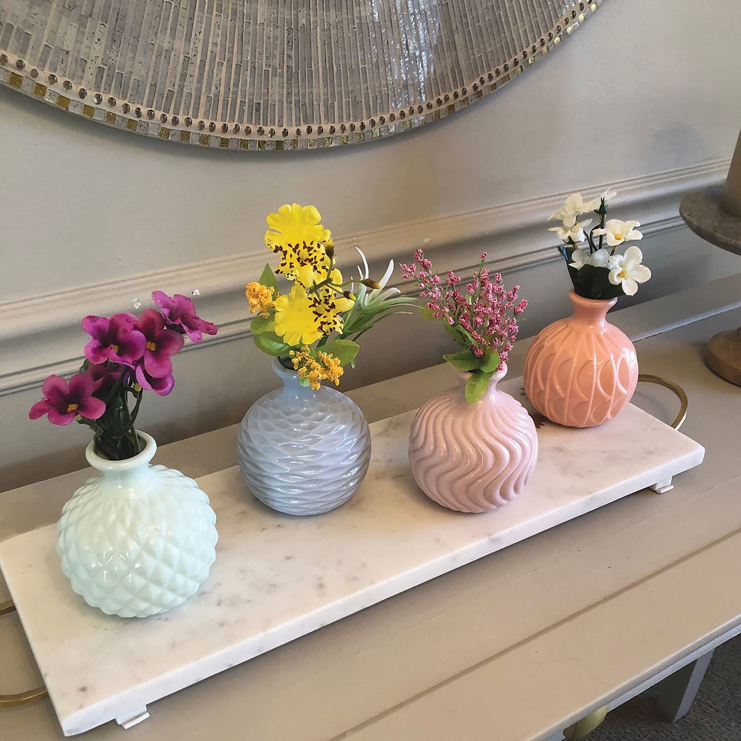 つぼみ(花器) Amazon.com: 日本古典插花花瓶組,極簡陶瓷花盆淺容器,附2.4 英吋