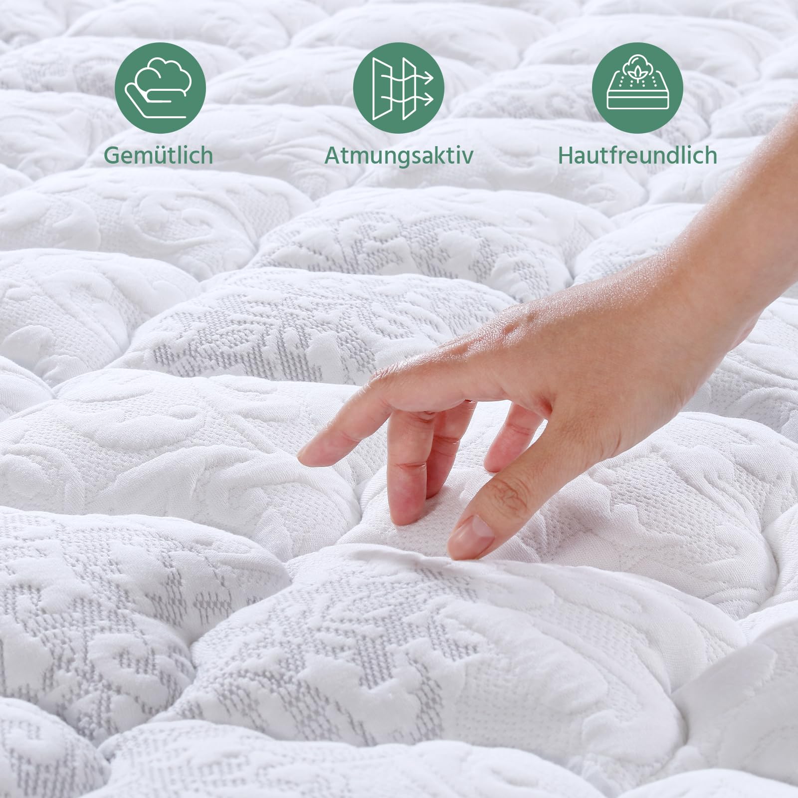 SZsuilong Matratze 90x200 cm H3 H4 Höhe 28cm, 7-Zonen Federkernmatratze Orthopädische Taschenfederkernmatratze mit Comfort Memory-Schaum Schicht, Öko-Tex Zertifiziert Rückenentlastende