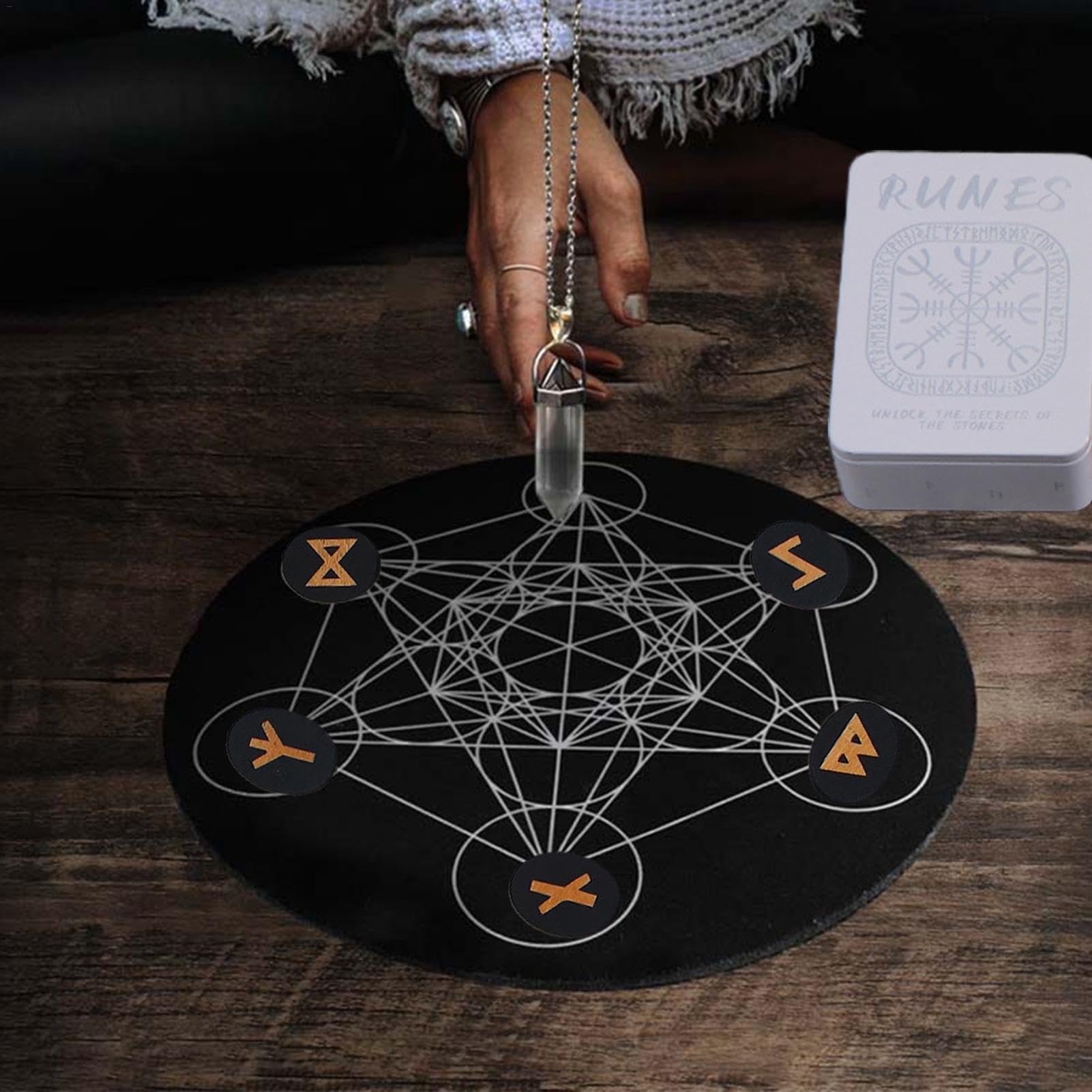 Houten Runen Steen Set Heksen Rune Set 14 Stuks Gegraveerde Runen Symbool Voor Waarzeggerij