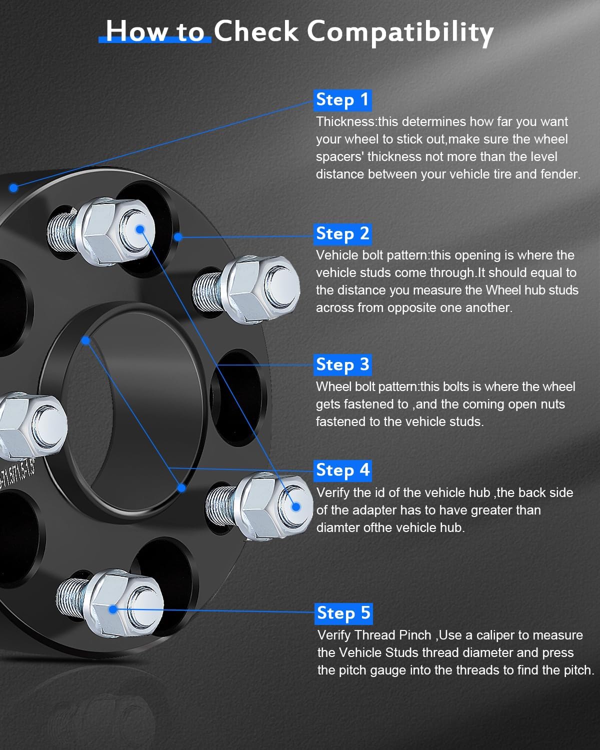 ECCPP 4PCS 1.5 inch 5x127mm Hubcentric Wheel Spacers 5x5 to 5x5 Fit for Jeep Grand for Jeep Cherokee Wrangler Commander