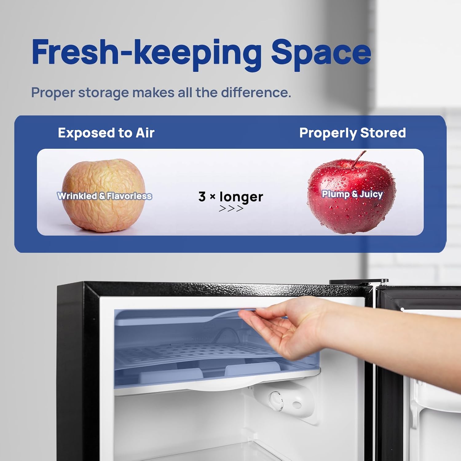 3.2 Cu.Ft Mini Fridge without Freezer, Low Noise Small Refrigerator for Dorm Office Bedroom, Single Door 7 Level Adjustable Thermostat, Black